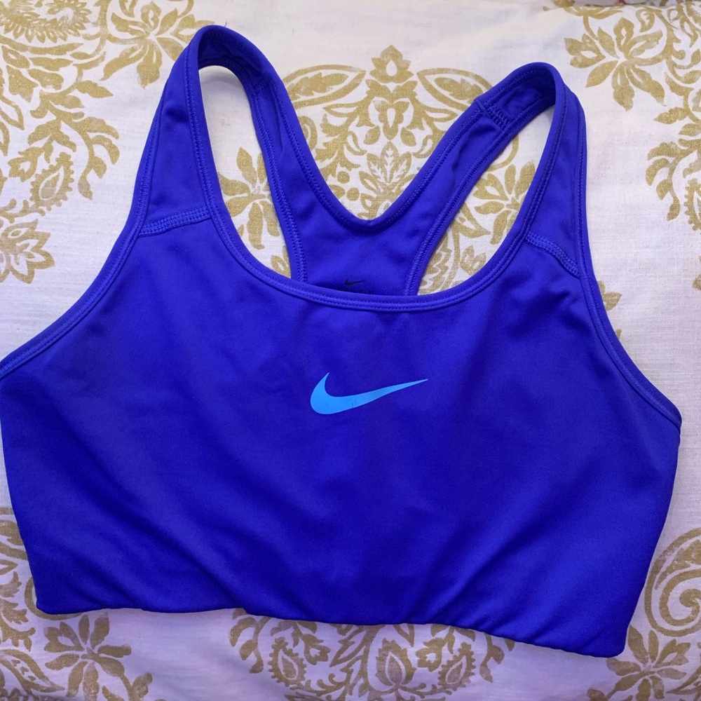 Blue women’s Nike sports bra